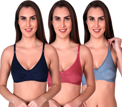 CURVZEX Women Push-up Non Padded Bra(Pink, Light Blue, Dark Blue)