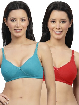 Shyam Sons FLAIR Double Layered 0636 Women T-Shirt Non Padded Bra(Red, Blue)