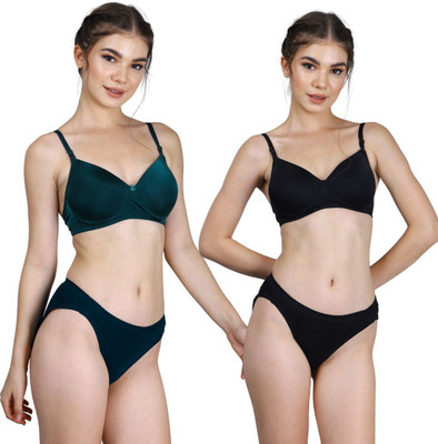CARLTON LONDON Women Everyday Lightly Padded Bra(Dark Green, Black)