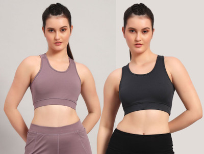 BEING RUNNER Women Sports Non Padded Bra(Purple, Black)