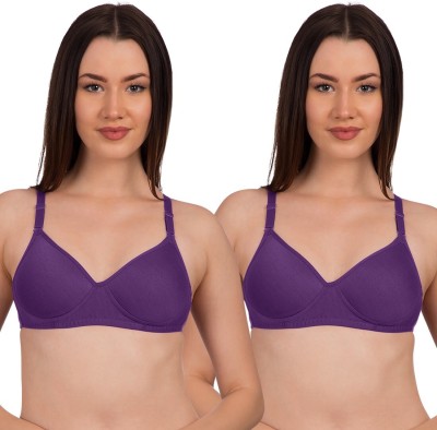 KOMLI by Belle Lingeries Purple Non Padded Full Coverage T-Shirt Bra Women T-Shirt Lightly Padded Bra(Purple)