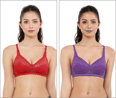 Havenhues Women Everyday Lightly Padded Bra(Red, Purple)