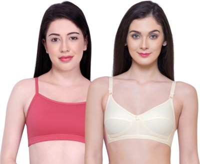 INKURV Women T-Shirt Non Padded Bra(Pink, Beige)