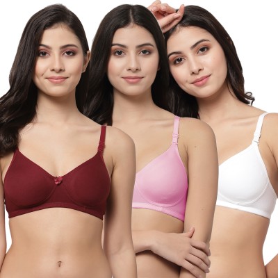 COLLEGE GIRL Detachable Strap Women T-Shirt Lightly Padded Bra(Maroon, Pink, White)