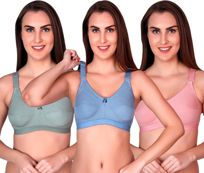 ZEXCARE vini Women Sports Non Padded Bra(Pink, Dark Green, Dark Blue)