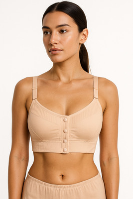 ZebaCreation 1018beigebutton Women Sports Lightly Padded Bra(Beige)