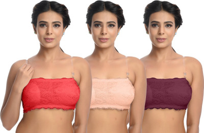 Brafee Women Bandeau/Tube Heavily Padded Bra(Red, Beige, Maroon)