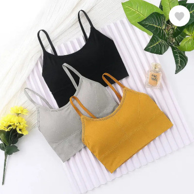 AKGARMENTS 646 Sports Bra Black Yellow Grey Women Sports Lightly Padded Bra(Multicolor)
