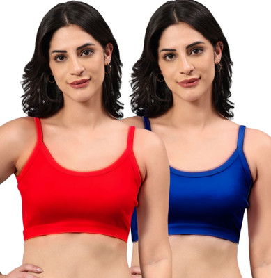 Greatex Sports Bra Fancy Women Sports Non Padded Bra(Dark Blue, Pink)