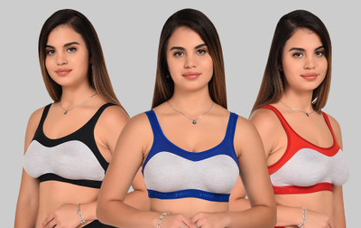 Yana Women Sports Non Padded Bra(Black, Red, Blue)