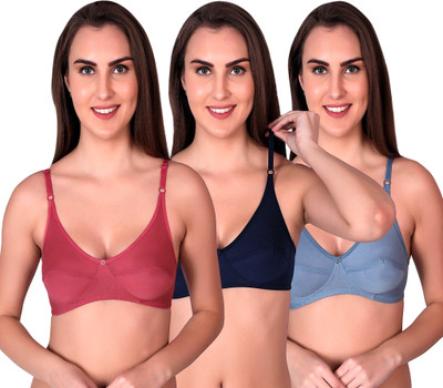 lufiya riru Women Full Coverage Non Padded Bra(Dark Blue, Light Blue, Pink)