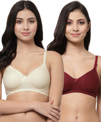 COLLEGE GIRL Detachable Strap Women T-Shirt Lightly Padded Bra(Beige, Maroon)