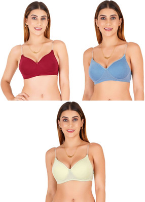 Liigne Transparent Strap Women Padded Bra Women Everyday Lightly Padded Bra(Maroon)