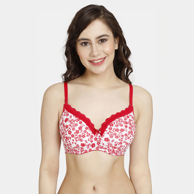 Rosaline By Zivame Women T-Shirt Lightly Padded Bra(Red)