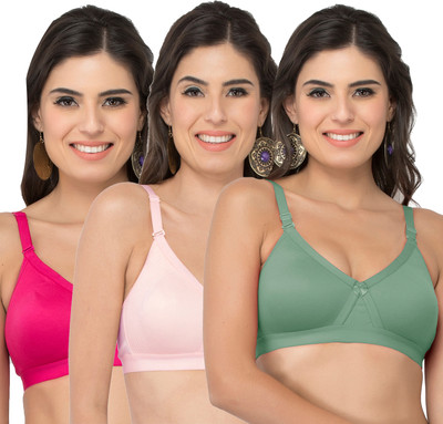 COLLEGE GIRL CG1304 Women Minimizer Lightly Padded Bra(Green, Pink, Pink)