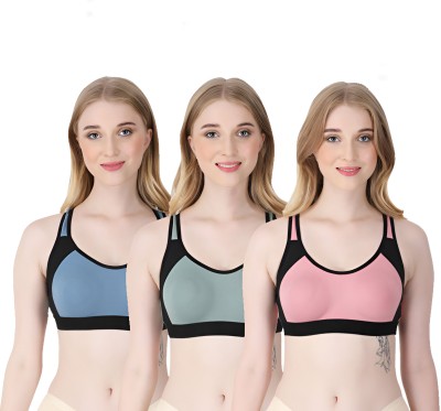 ASHMIRAS pack of 3 Women Sports Non Padded Bra(Multicolor)