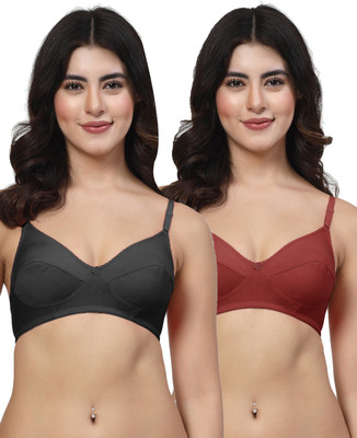 LILY manoop Women Everyday Non Padded Bra(Black, Maroon)