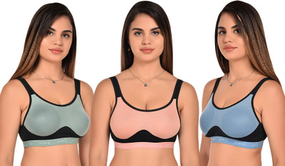 Lady One Women Sports Non Padded Bra(Light Blue, Light Green, Pink)