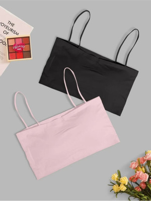 BRANKLY URJA Women Cami Bra Lightly Padded Bra Women Cami Bra Lightly Padded Bra(Black, Pink)