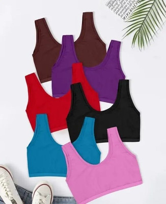 Adgaon Air Sports Bra (Free Size, Fits Best- 28-34)Pack of 6 Women Everyday Non Padded Bra(Multicolor)