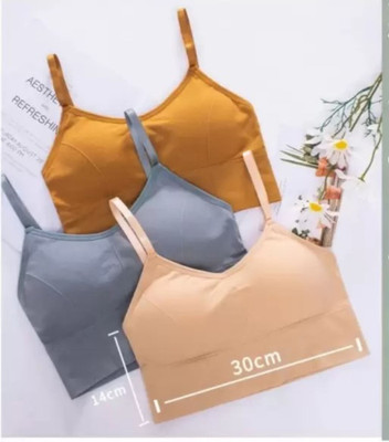 MAHEK CREATIVE Women Sports Lightly Padded Bra(Yellow, Grey, Beige)