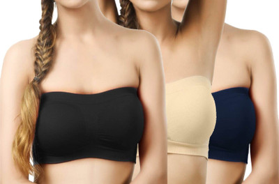 Airsonfab Women Bandeau/Tube Non Padded Bra(Black)