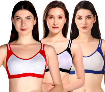 lufiya mina Women Sports Non Padded Bra(Red, Black, Blue)