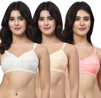 LILY ihskaneem Women Minimizer Non Padded Bra(White, Orange, Red)