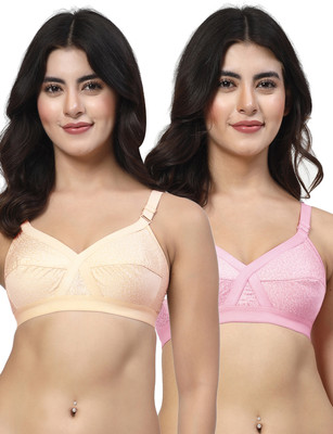 LILY ihskaneem Women Minimizer Non Padded Bra(Orange, Pink)