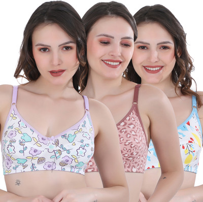 Docare Nancy Women Everyday Non Padded Bra(Blue, Purple, Brown)