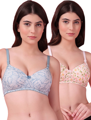 Shyam Sons FLAIR Polypad Women T-Shirt Lightly Padded Bra(Blue, Beige)