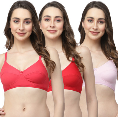 COLLEGE GIRL CGRO1256 Women Everyday Non Padded Bra(Red, Red, Pink)