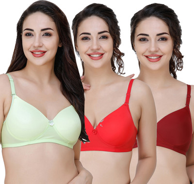 COLLEGE GIRL CGPAD1200 Women T-Shirt Lightly Padded Bra(Green, Red, Maroon)