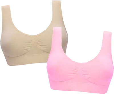 Fashocart Women Sports Non Padded Bra(Beige, Pink)