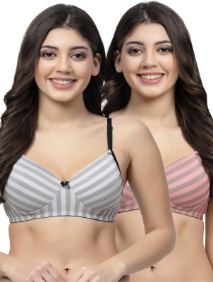 Docare DenimPad Women T-Shirt Lightly Padded Bra(White, Pink)