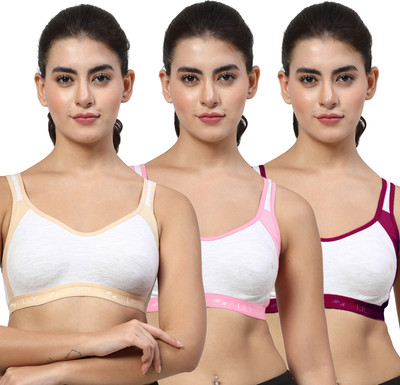 LILY Strops999 Women Sports Non Padded Bra(Beige, Pink, Purple)