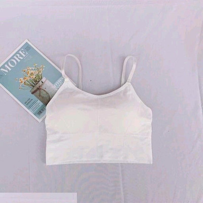 Rugleyne Women bra Cotton bra Women Cami Bra Lightly Padded Bra(White)