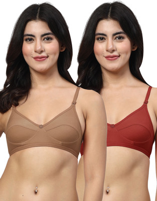 LILY anpas Women Everyday Non Padded Bra(Brown, Maroon)