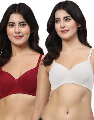 LILY Dapyklis Women Everyday Lightly Padded Bra(Maroon, White)