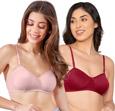 K LINGERIE K LINGERIE Roxy Girl's Non Padded Multiway Straps Demi Cup Balconette Bra Women Everyday Non Padded Bra(Maroon)