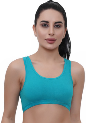 STOGBULL Cotton Lycra Sports Bra for Gym Yoga Exercise Running Workout Regular Daily Use Women Sports Non Padded Bra(Light Green)