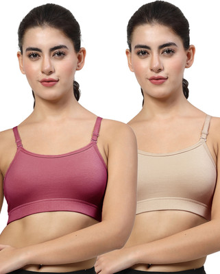 LILY stropsazil Women Sports Non Padded Bra(Maroon, Beige)