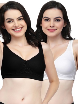 COLLEGE GIRL CG1214 Double Layered Women T-Shirt Non Padded Bra(Black, White)