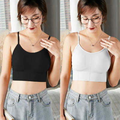 Crusila Women Sports Lightly Padded Bra(White, Black)