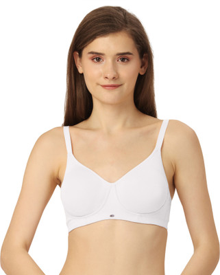 SOIE Non Padded Non Wired Full Coverage Cotton Spandex Encircled T-shirt Bra Women T-Shirt Non Padded Bra(White)
