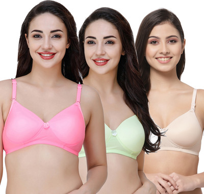 COLLEGE GIRL CGPAD1200 Women T-Shirt Lightly Padded Bra(Pink, Green, Beige)