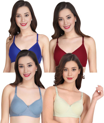 Liigne Women Everyday Padded Bra (Pack Of 4) for T-Shirt Saree Dress Sports Garment Women Full Coverage Lightly Padded Bra(Blue)