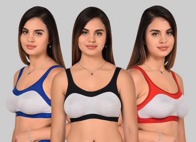 Yana Women Sports Non Padded Bra(Black, Red, Blue)