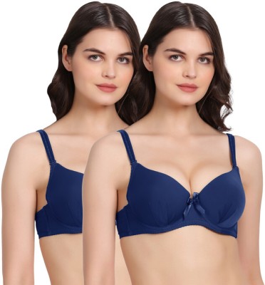 Hobby Lobby Women heavily padded half coverage low back bra Pack of 2. Women Push-up Heavily Padded Bra(Dark Blue)