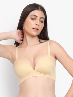 PARKHA Women Plunge Heavily Padded Bra(Beige)